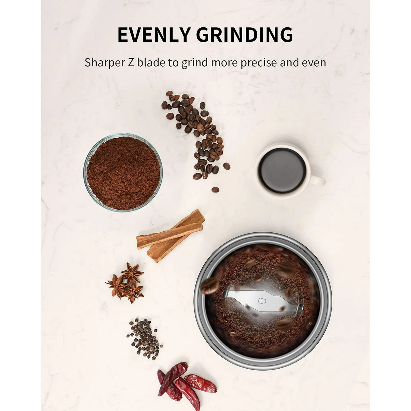 GDOR Upgraded Adjustable Coffee Grinder Electric, Espresso Grinder with 1 Removable Stainless Steel Bowl, Black, 2.0